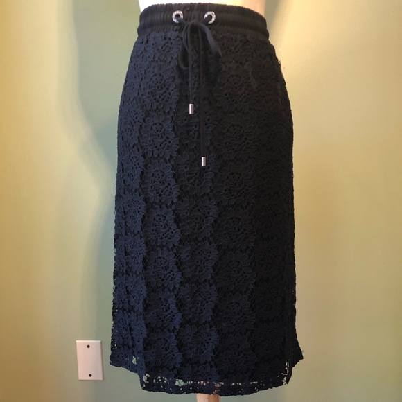 Calvin Klein Dresses & Skirts - Calvin Klein Black Lace Overlay Skirt w/ Tie